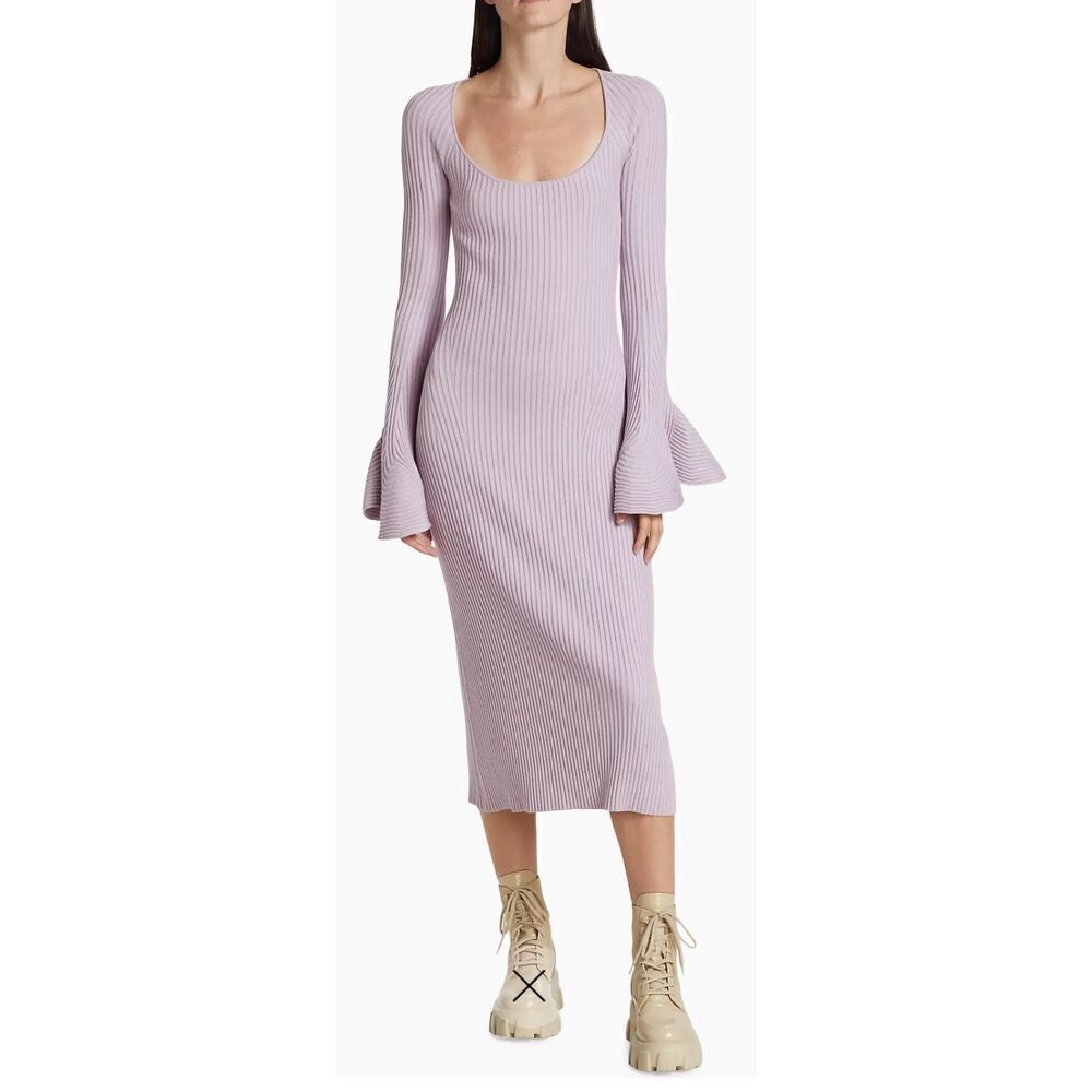Proenza Schouler Rib-Knit Fluted Sweaterdress in Lavender NWT Size Medium - Picture 3 of 12